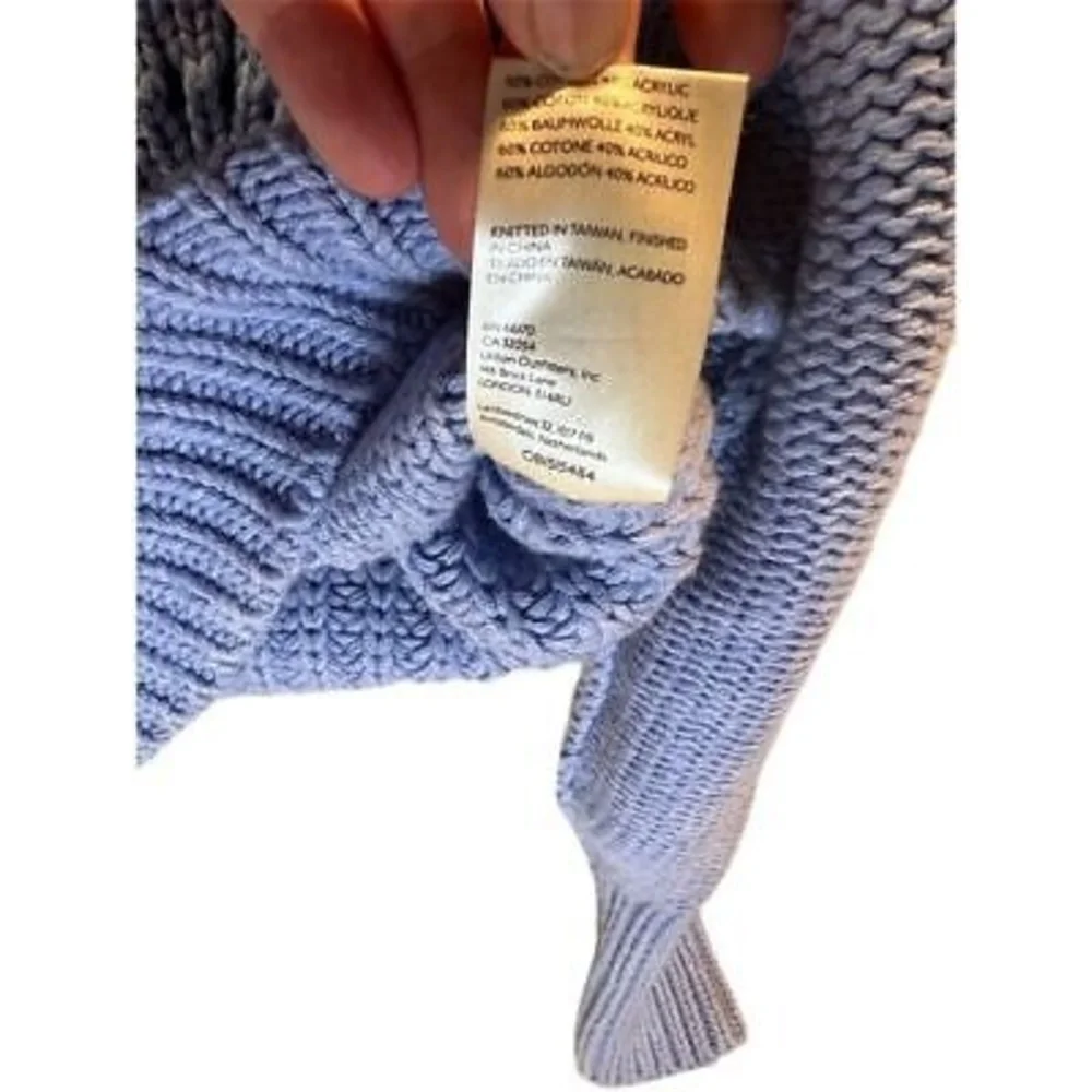 Free People Women's XS Blue Cable-Knit Pullover Sweater Chunky Knit